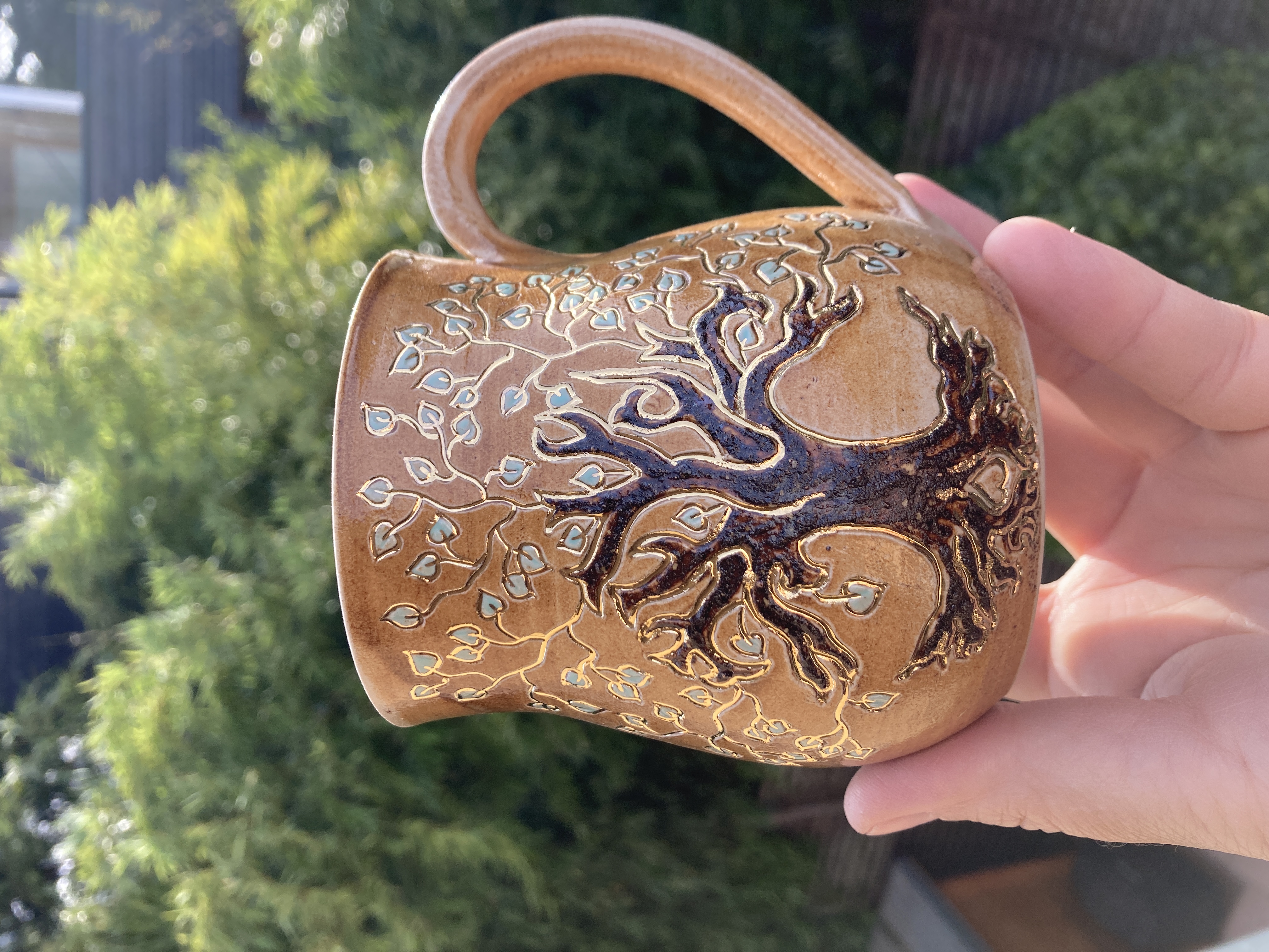 Tasse Lebensbaum mit Heilerde und Gold - Cup tree of life with healing clay and gold