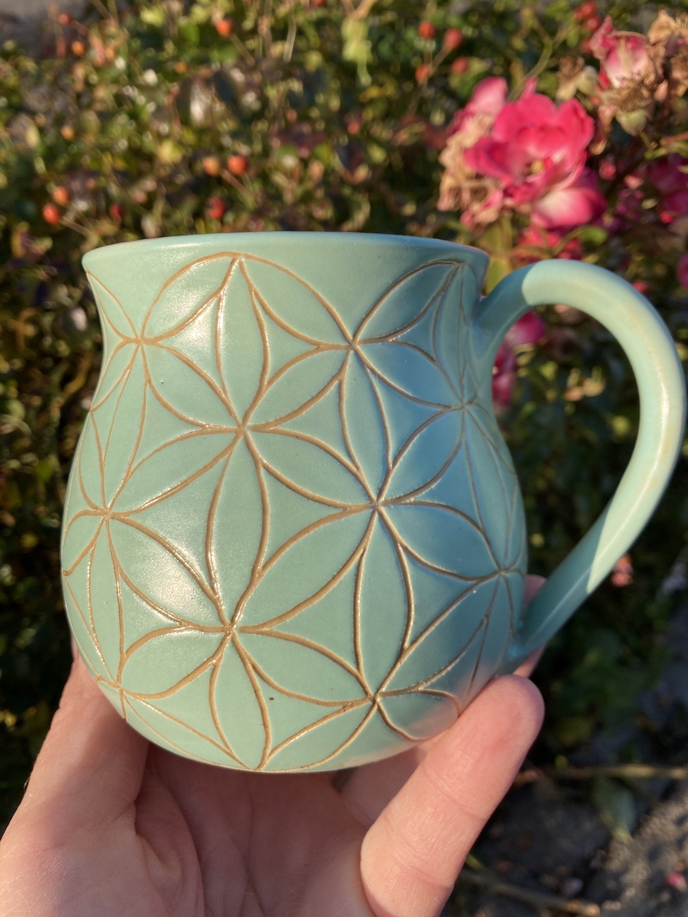 Tasse Blume des Lebens aus Agnihotra-Keramik